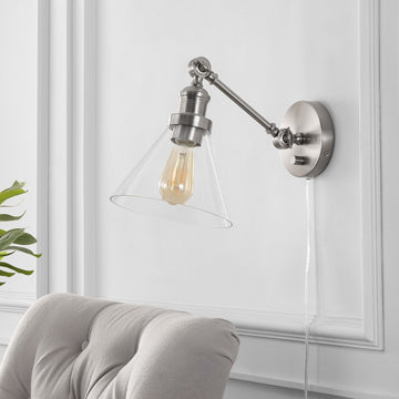 Cowie 8" Iron/Glass Adjustable LED Wall Sconce - JONATHAN Y
